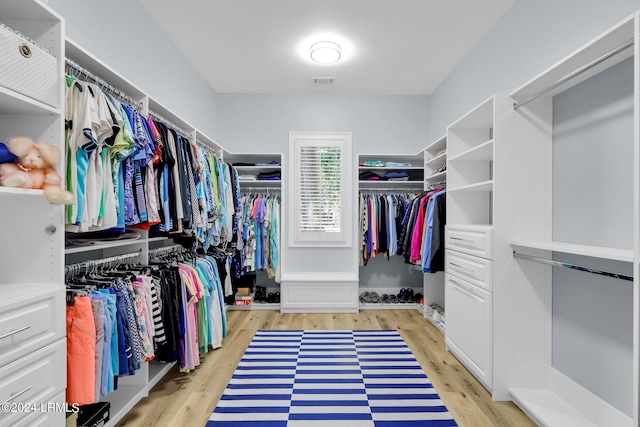 spacious closet with light wood-type flooring