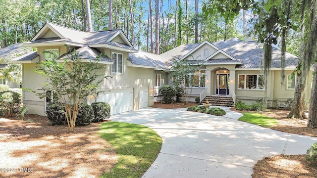 view of front of house with a garage