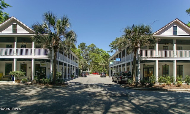 view of road featuring curbs