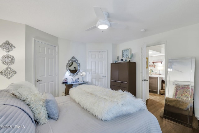 380 Marshland Rd Unit H34, Hilton Head Island, SC 29926 - bedroom with a ceiling fan, wood finished floors, and a closet