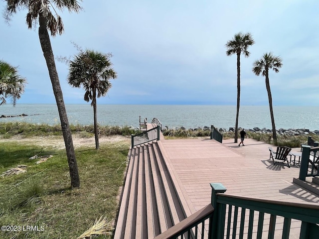 view of home's community with a water view