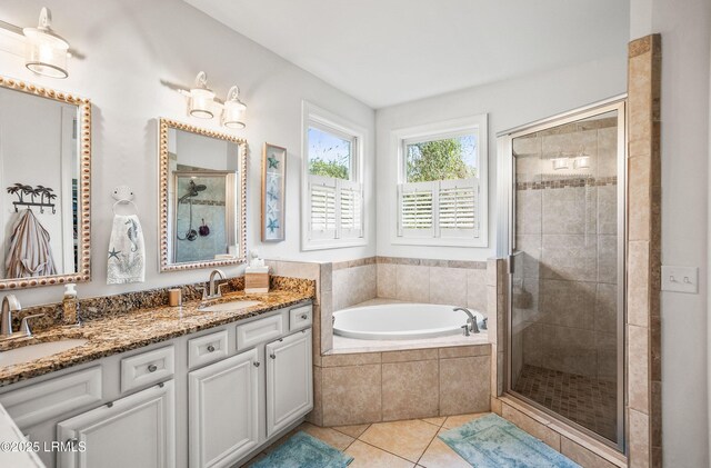 104 Grande Oaks, Beaufort, SC 29906 - bathroom featuring tile patterned flooring, vanity, and independent shower and bath