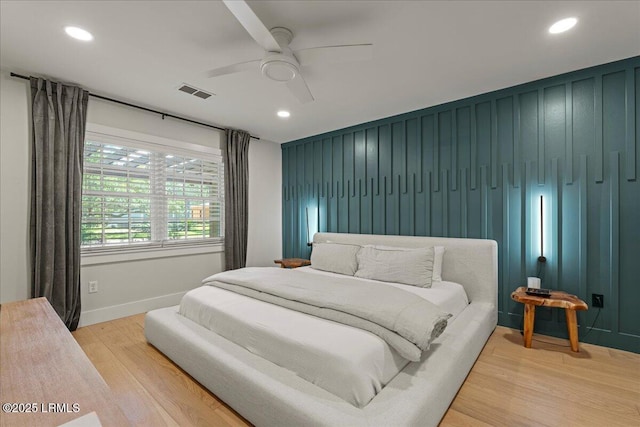 602 Huguenin Dr, Beaufort, SC 29902 - bedroom with light wood-style floors, recessed lighting, and ceiling fan