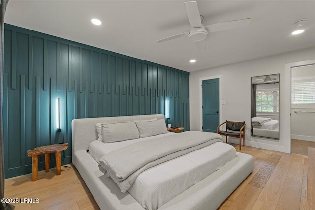 602 Huguenin Dr, Beaufort, SC 29902 - bedroom with light wood-type flooring, recessed lighting, and ceiling fan