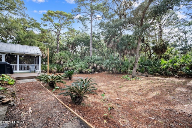 view of yard featuring a sunroom