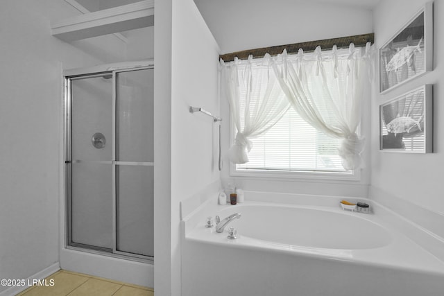249 Hitching Post Cres, Bluffton, SC 29910 - full bath with a stall shower, a bath, and tile patterned flooring