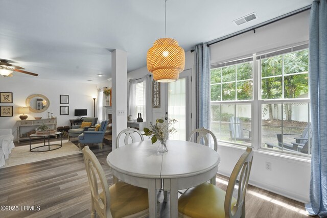 249 Hitching Post Cres, Bluffton, SC 29910 - dining space with wood finished floors and ceiling fan