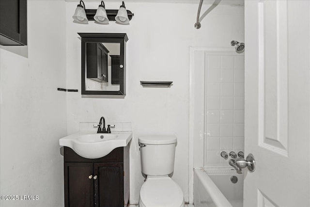 full bathroom featuring vanity, shower / tub combination, and toilet