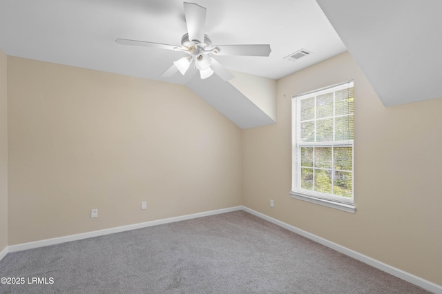16 Maidencane St, Bluffton, SC 29910 - additional living space with ceiling fan, carpet floors, baseboards, and lofted ceiling