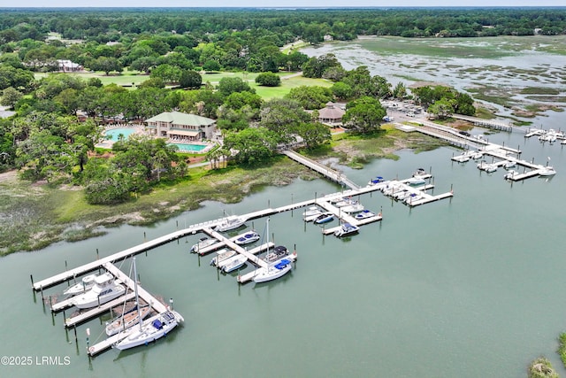 71 Peninsula Dr, Hilton Head Island, SC 29926 - drone / aerial view of numerous boat docks and a nearby body of water