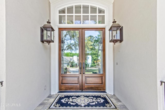 71 Peninsula Dr, Hilton Head Island, SC 29926 - property entrance featuring french doors and stucco siding