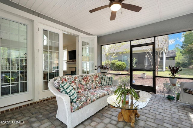 33 Paxton Cir, Bluffton, SC 29910 - sunroom featuring a ceiling fan