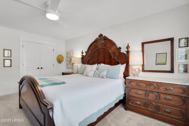 33 Paxton Cir, Bluffton, SC 29910 - bedroom with a closet, light colored carpet, ceiling fan, and baseboards