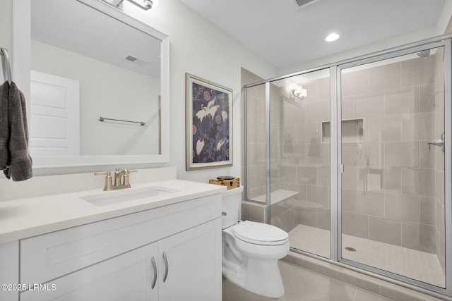 33 Paxton Cir, Bluffton, SC 29910 - full bathroom with visible vents, toilet, a shower stall, and vanity