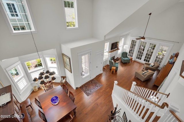 33 Paxton Cir, Bluffton, SC 29910 - living area with ceiling fan, a high ceiling, and wood finished floors
