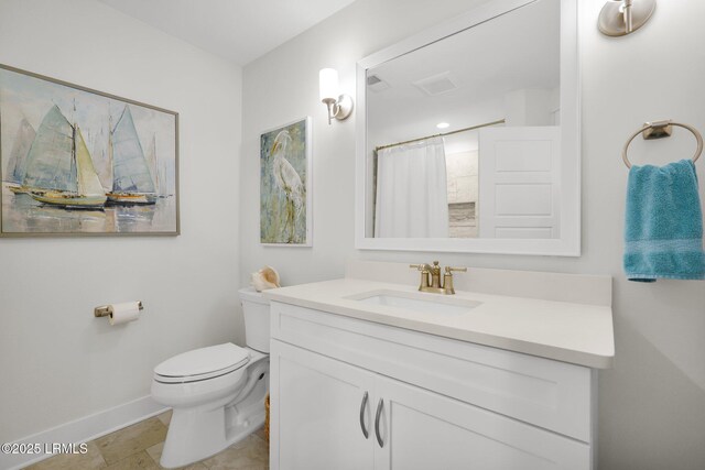 33 Paxton Cir, Bluffton, SC 29910 - full bath featuring vanity, baseboards, a shower with curtain, toilet, and visible vents