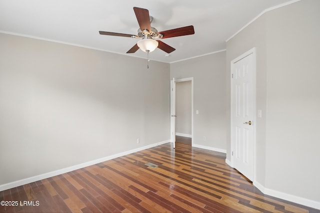 41 Able St, Bluffton, SC 29910 - empty room featuring wood finished floors, ceiling fan, ornamental molding, and baseboards