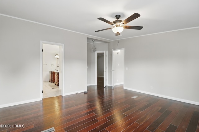 41 Able St, Bluffton, SC 29910 - spare room with a ceiling fan, wood finished floors, crown molding, and baseboards