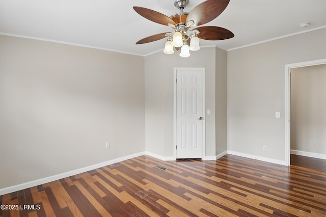 41 Able St, Bluffton, SC 29910 - unfurnished room with ceiling fan, wood finished floors, crown molding, baseboards, and a smoke detector