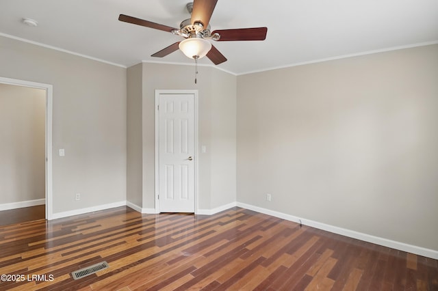 41 Able St, Bluffton, SC 29910 - spare room featuring ceiling fan, crown molding, baseboards, wood finished floors, and a smoke detector