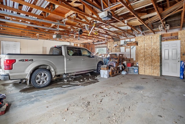 garage with a garage door opener