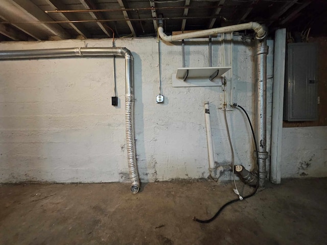 basement with electric panel