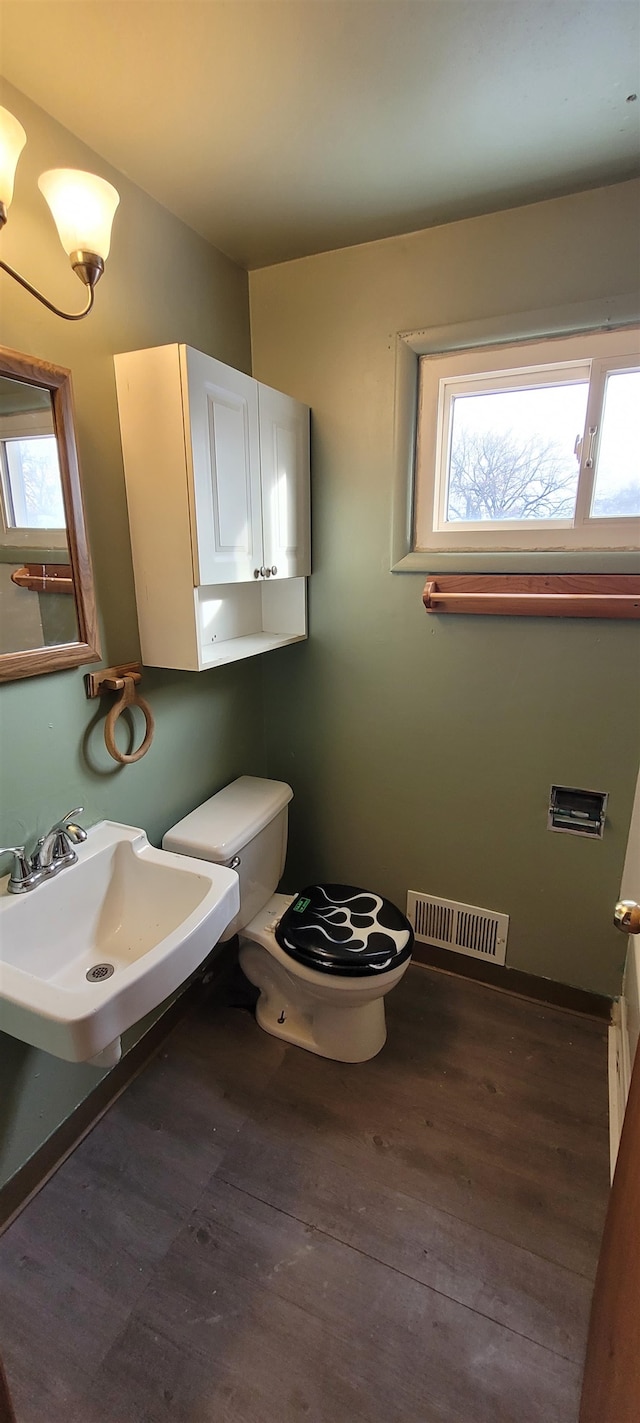 bathroom featuring wood-type flooring and sink