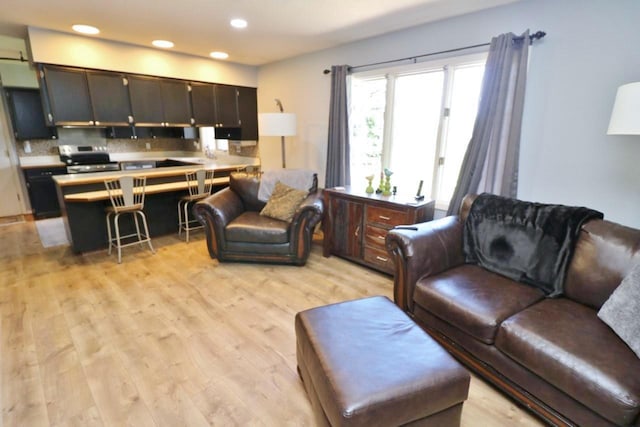 living room featuring light hardwood / wood-style floors