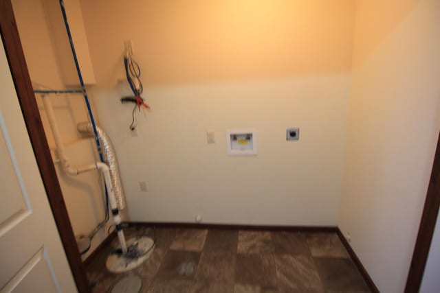 laundry room with dark hardwood / wood-style flooring, hookup for a washing machine, and hookup for an electric dryer