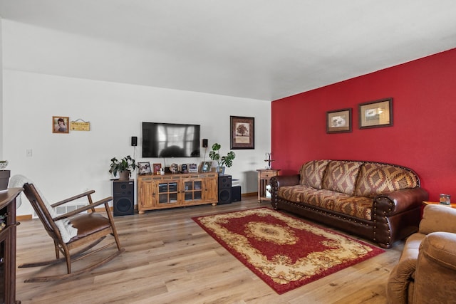 living room featuring light hardwood / wood-style floors