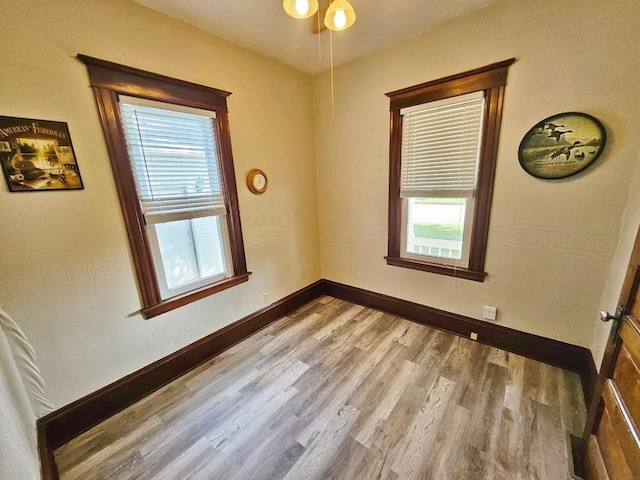 spare room featuring light wood-type flooring