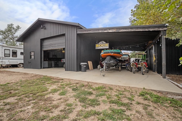 exterior space featuring a garage