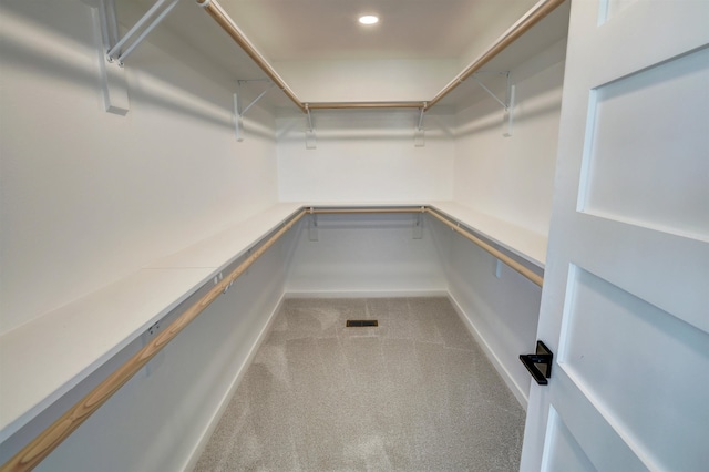 walk in closet featuring carpet floors