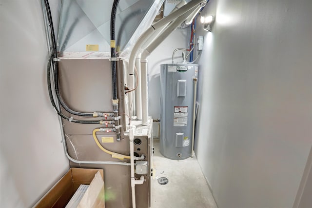 utility room with water heater