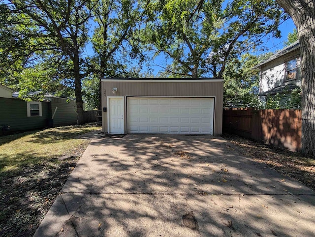 garage with a yard