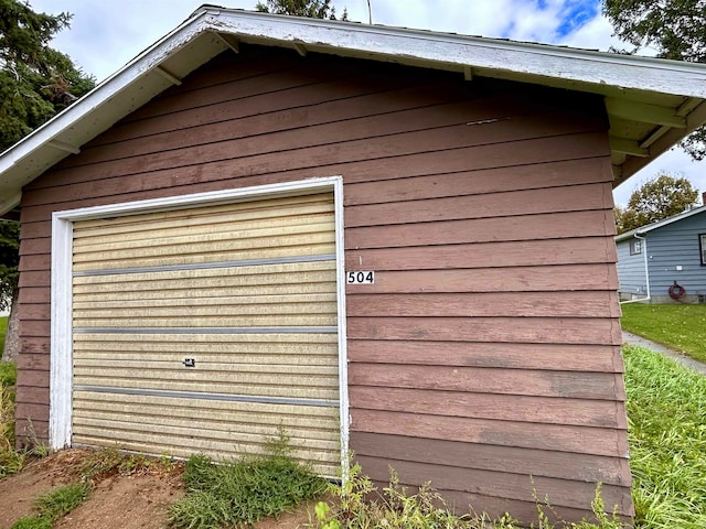 garage with wooden walls