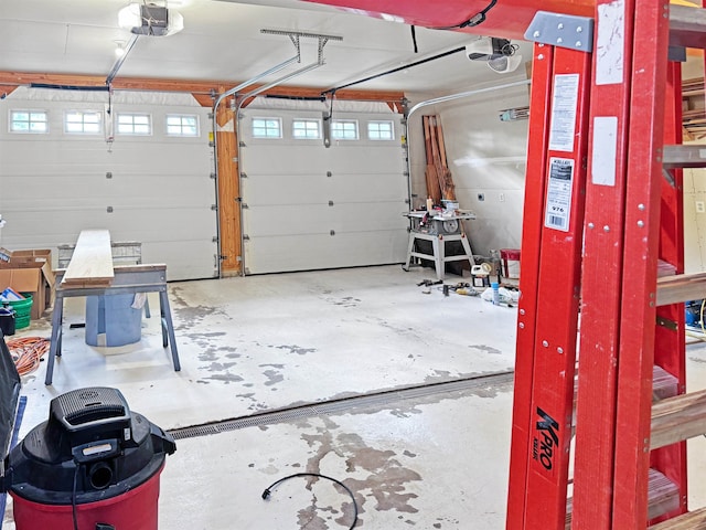 garage with a garage door opener