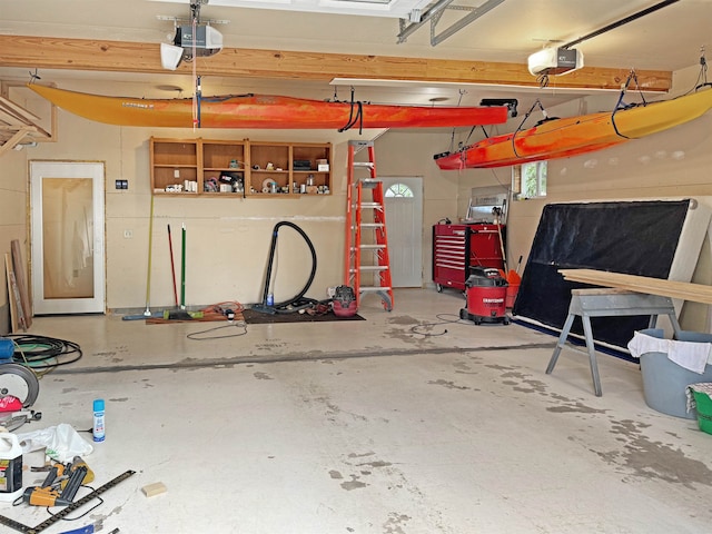 garage with a garage door opener