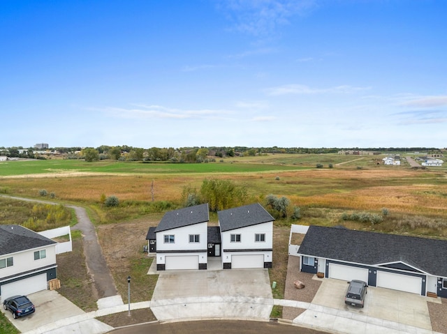 aerial view with a rural view