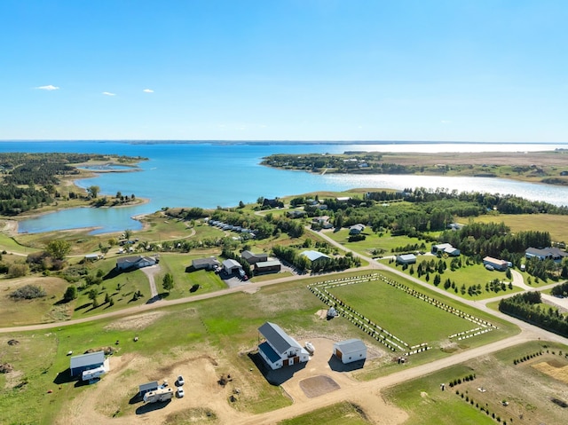 drone / aerial view with a water view and a rural view