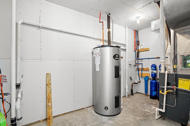 utility room with water heater