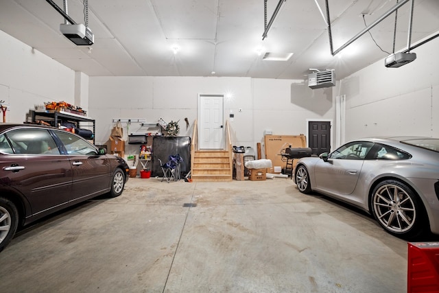 garage with a garage door opener