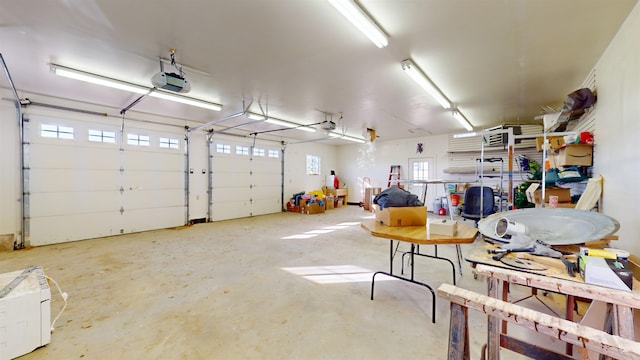 garage with a garage door opener