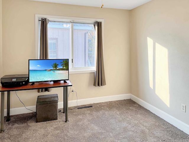 view of carpeted office space