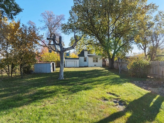 view of yard with a storage unit