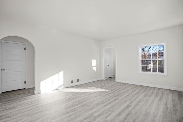 unfurnished room featuring light hardwood / wood-style flooring