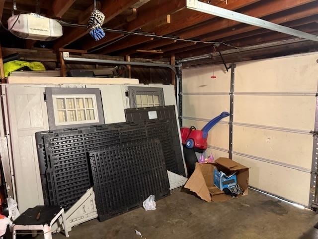 garage with a garage door opener