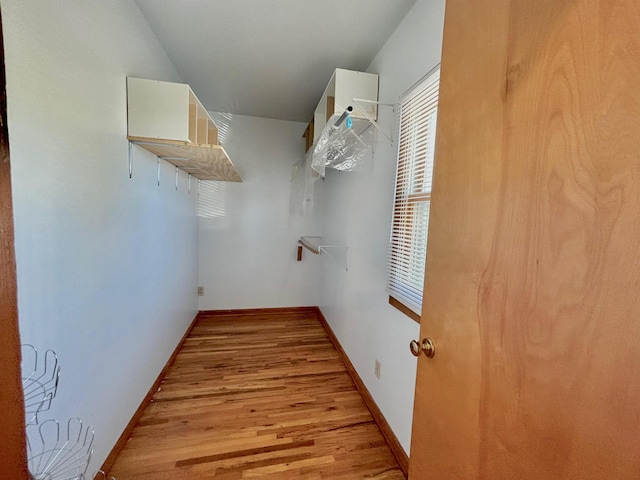 spacious closet featuring light wood-type flooring