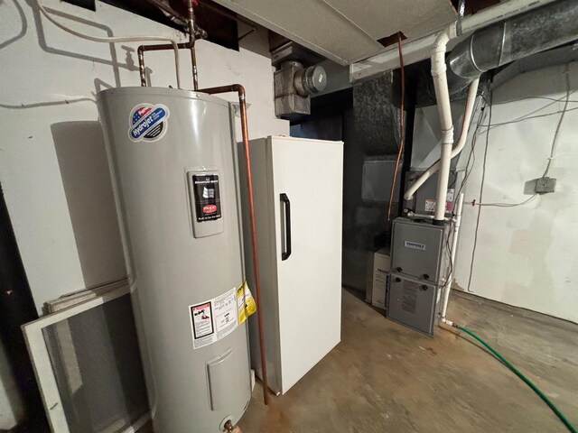 6 4th Ave, Towner, ND 58788 - utility room featuring electric water heater