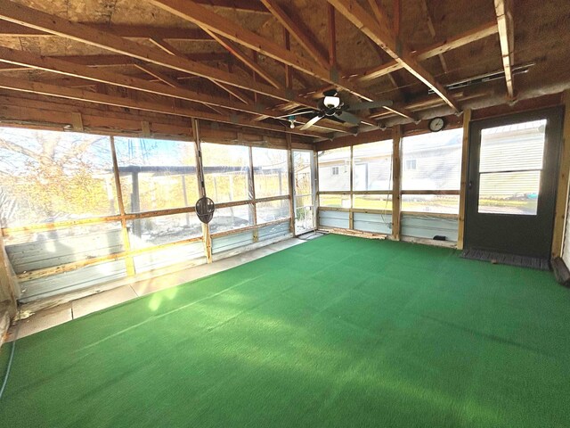 6 4th Ave, Towner, ND 58788 - unfurnished sunroom with ceiling fan